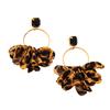 Retro Leopard Print Fabric Earrings for Women Exaggerated Black Geometric Rhinestones Circle Designs Ear Jewelry Gift