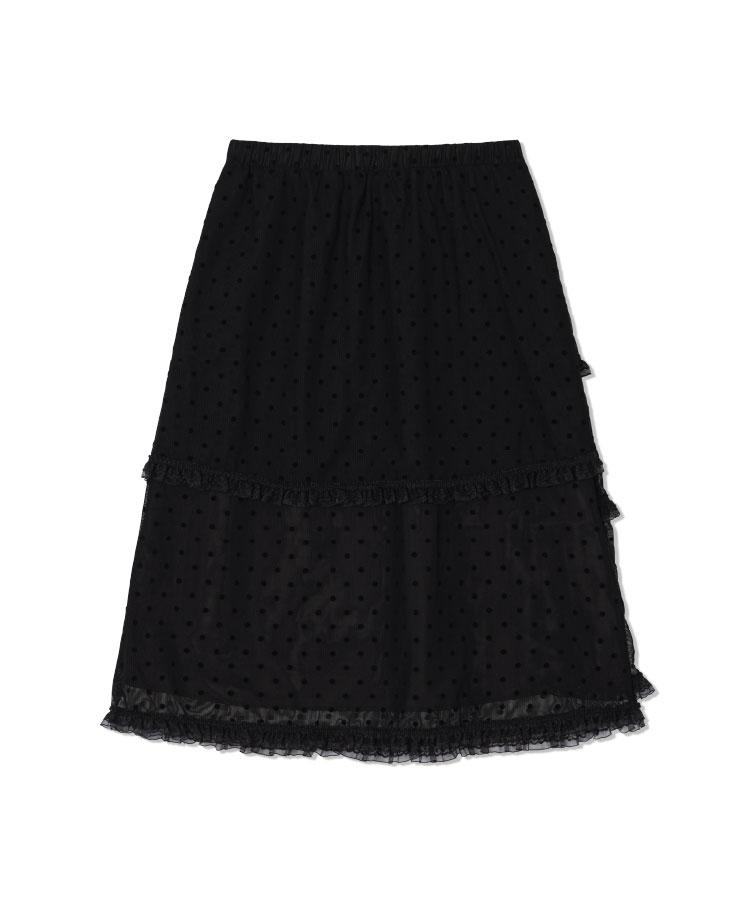 Guwolsibil Four-Tiered Lace Skirt Black