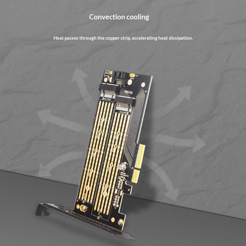 Dual M.2 Pcie 4.0 Adapter For Nvme/Ngff Ssd Nvme (M Key) And Sata (B Key) Ssd To Pcie X4 X8 X16 Slot For Desktop Pc Sk6