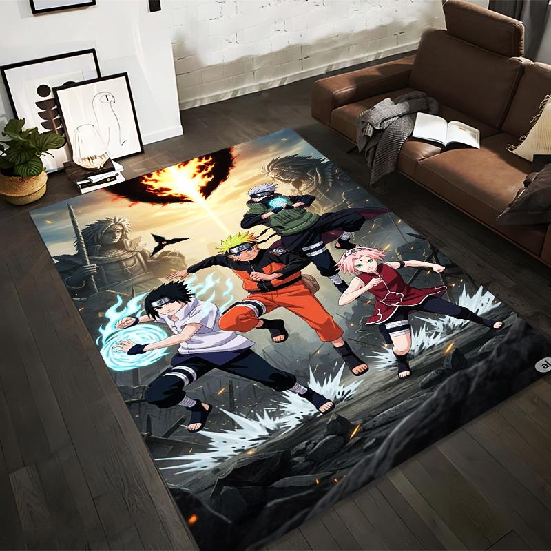 

Anime Themed Carpet with Ninja Characters and Fiery Background Design Suitable for use as an anti-slip for living room bedroom sofas 40x60cm( 15x23in )