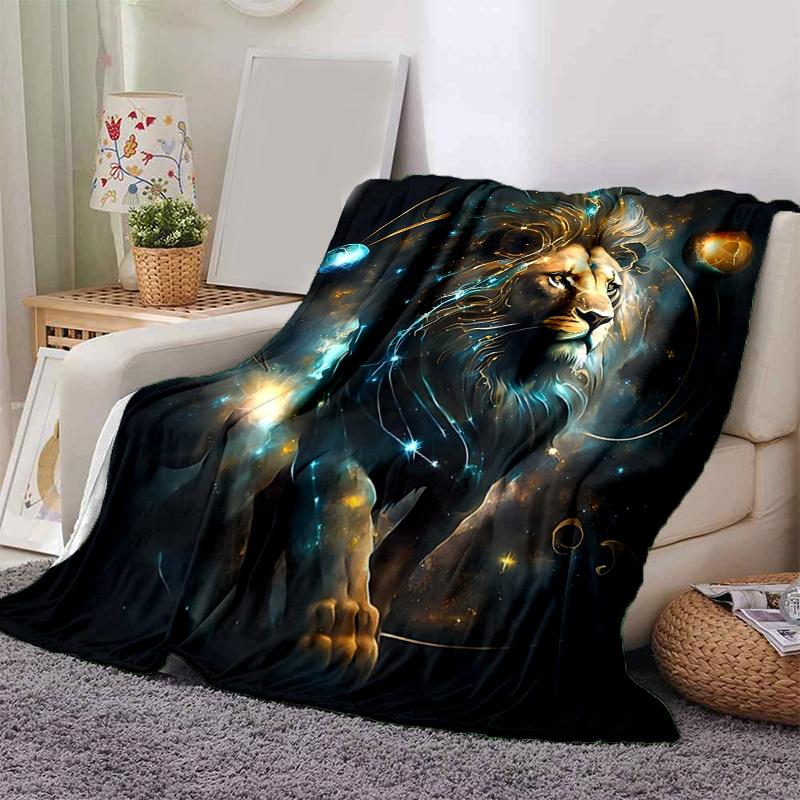 1pc Lion Roar Throw Blanket Cartoon Character Decorative Blanket for Room, Soft Bedding Cover, Perfect Gift for Birthday or Holiday Season .K057 80x120cm