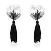 Guillotine Heart Sequin Nipple Pasties with Tassels - Adult Erotic Accessory