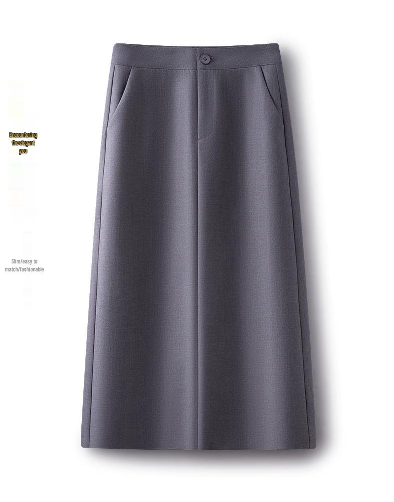 Women's High Waist Gray A-line Bodycon Skirt - Spring/Fall 2025 Collection