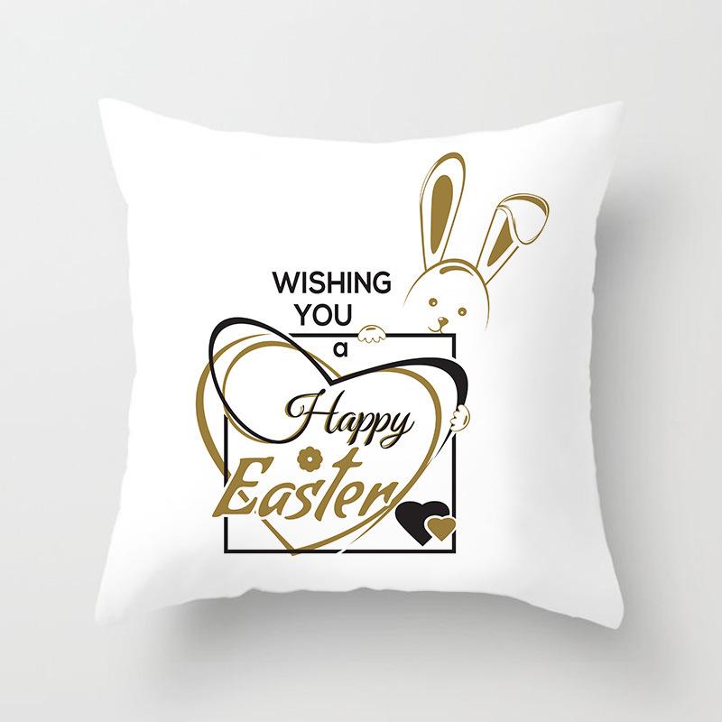 

Новая Пасхальная Атмосфера Дома Наволочка Золотой Кролик Узор с Буквами Диванная Подушка Чехол для Подушки 45*45cm