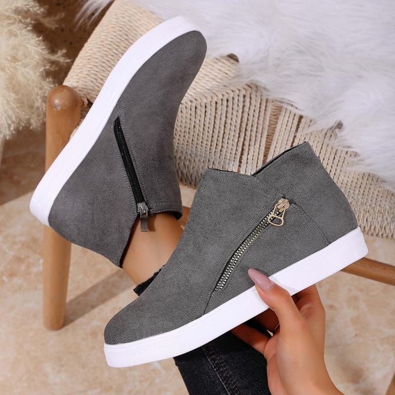 Side Zipper Platform Boots 2025 Winter New Plus Size Round Toe Ankle Boots for Women