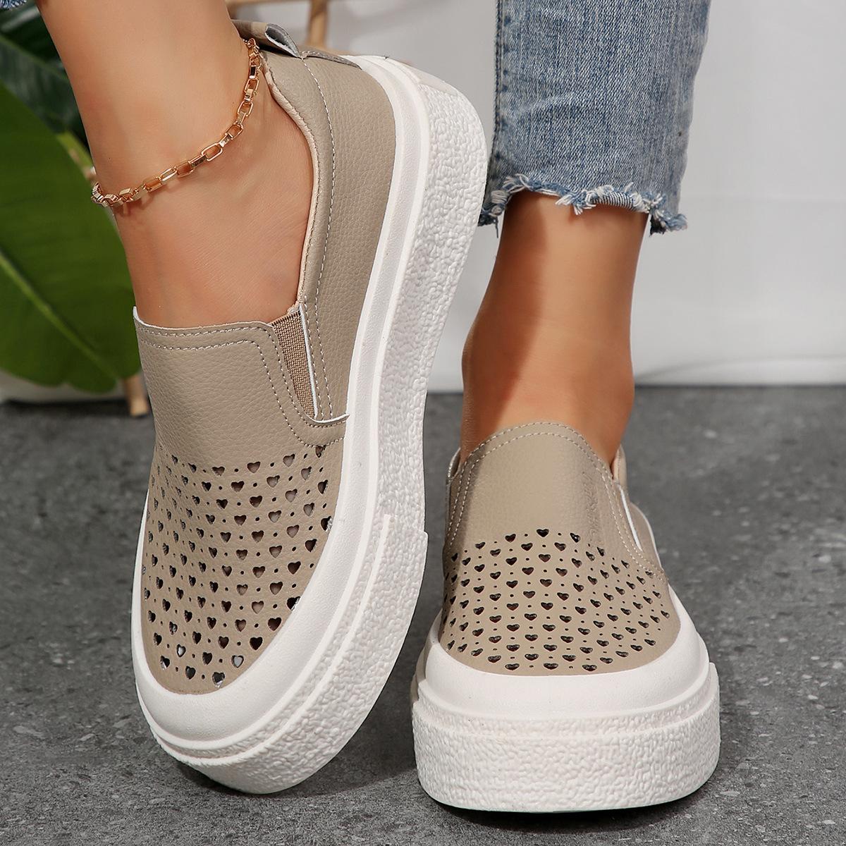 Европейская и американская внешняя торговля 2024 года новые весенние и осенние туфли с круглым носком дышащие толстые полые нескользящие низкие повседневные одинарные туфли для женщин 36 абрикосовый 3298₽