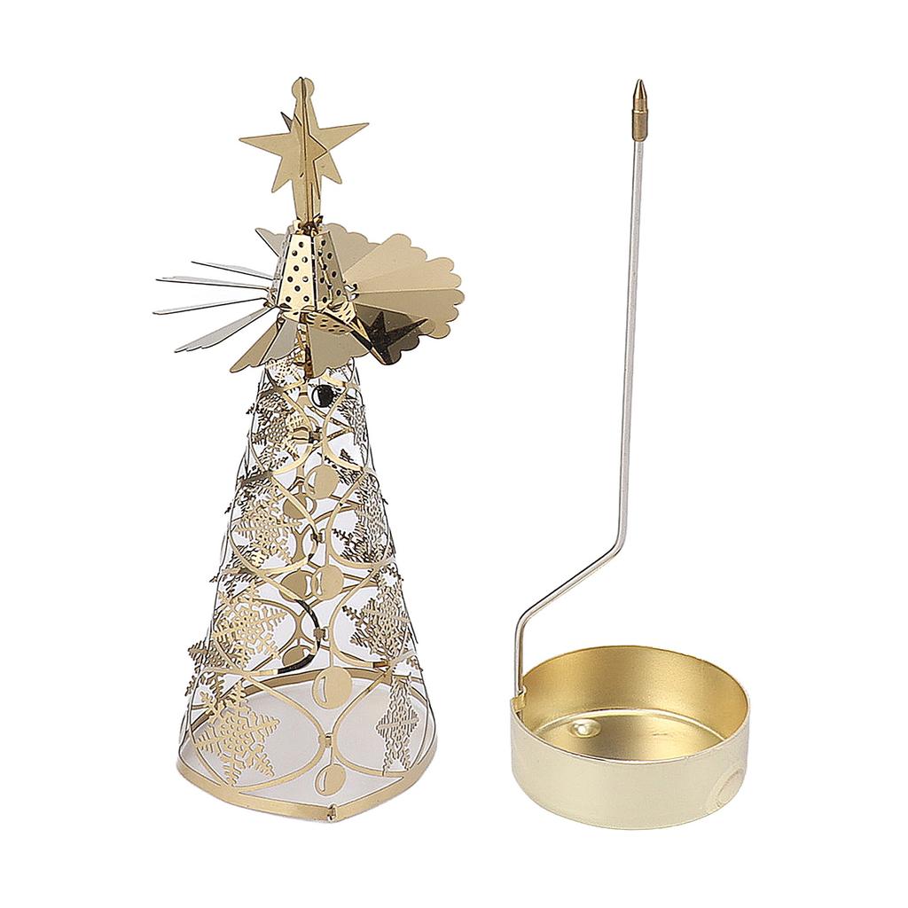 Spinning Candle Holder Rotating Candlestick Set for Romantic Wedding Christmas Party Gold Snowflake