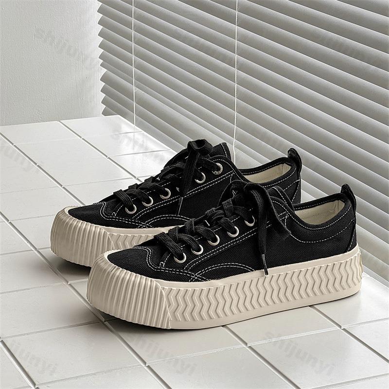 

Мода 2025 Весна Новинка Нишевый Дизайн Повседневная Обувь на Толстой Подошве для Мужчин Модный Тренд Универсальные Удобные Низкие Холщовые Массивные Кроссовки 39 чёрный