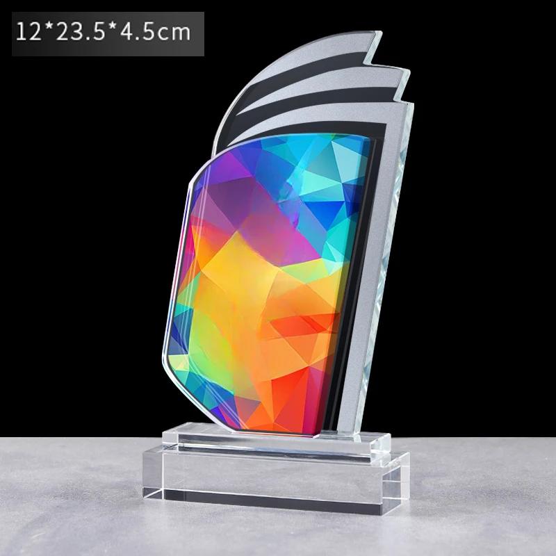 Creative Customization Color Printing Crystal Trophy Enterprise Excellent Employee Annual Meeting Award Awards Medals Home Decor