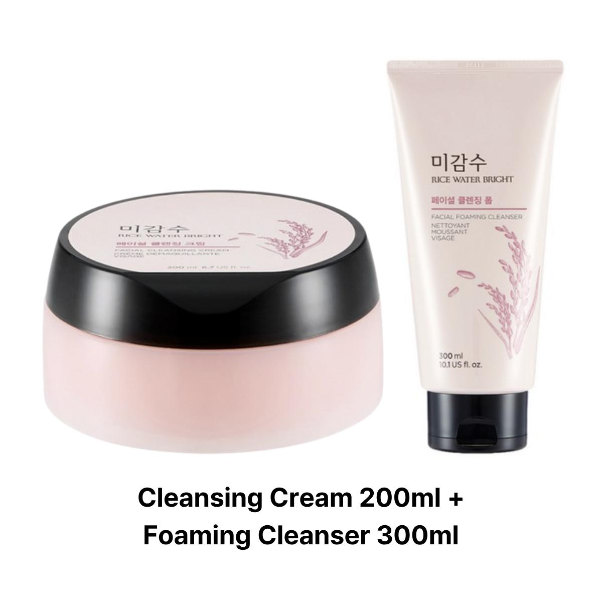 THEFACESHOP Очищающий крем для лица Rice Water Bright 200мл Cleansing Cream 200ml +  Foaming Cleanser 300ml