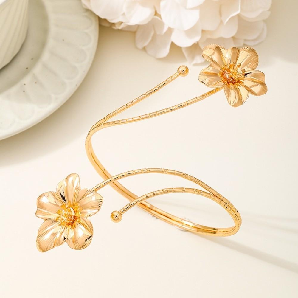Blommigt Blomarmband Emaljglasyr Armband Vintage Öppet Armbandsband Gåva