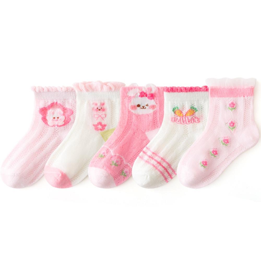 5Pairs Fashion Ruffle Baby Cotton Socks Autumn Spring Cute Toddle Short Tube Socks Sweet Mid-calf Newborn Socks Children