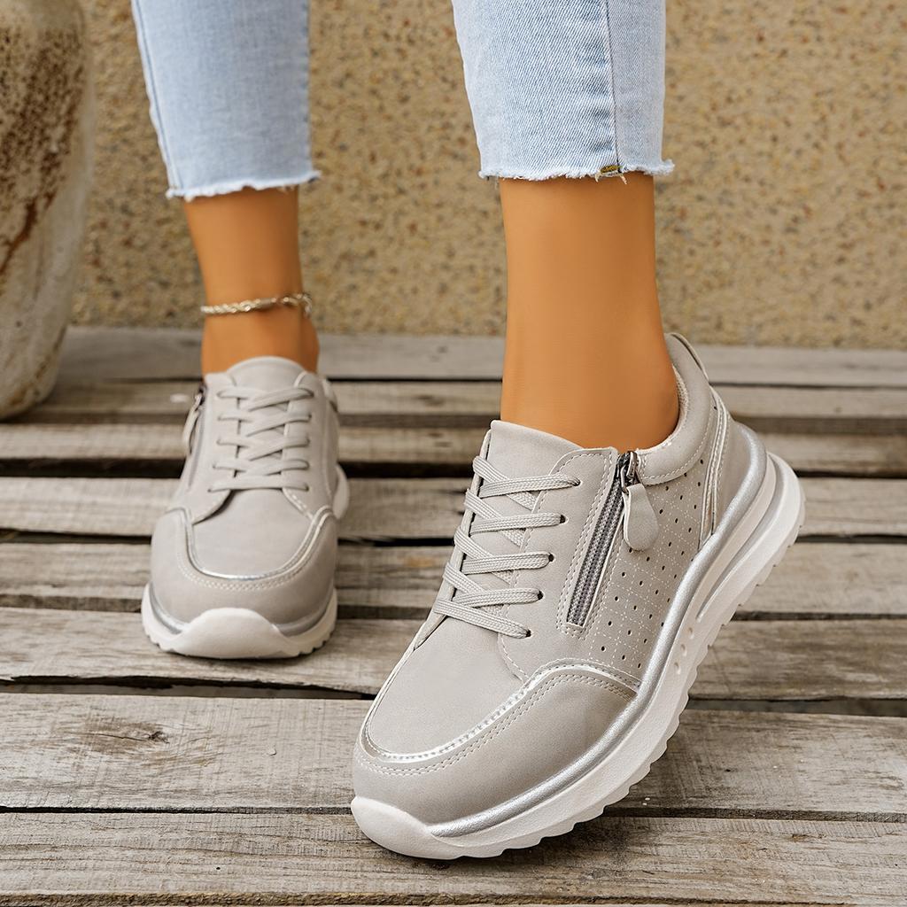 Fashion Women Casual Flat Shoes 2025 New Sneakers of Sport Plus Size Fashion Lace-Up Breathable Wedges Sneakers Women Zapatos De Mujer
