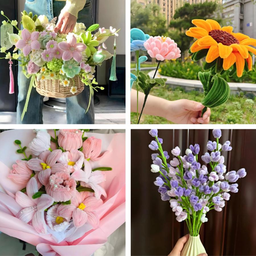 150/450pcs Chenille Stems Craft Pipe Cleaners Indoor Decor Handicraft DIY Furry Strip Party Festival Birthday Gift XJM