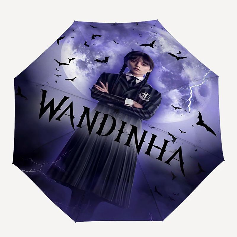 

1pc Wandinha VampireOpen/Close Umbrella-Windproof, Compact Travel Umbrella, Sturdy 8-Rib Shaft1213