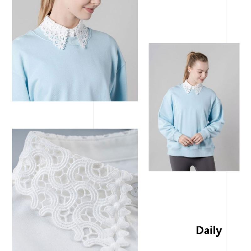 Detachable Collar Button Removable Hollow Embroidery Design Half Shirt Blouse for Quick Outfit Changes Various Occasion