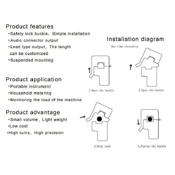 SCT-013-000 30A 50A 100A Open-Close Current Transformer SCT013 Non-invasive AC Current Sensor Split Core Current Transformer