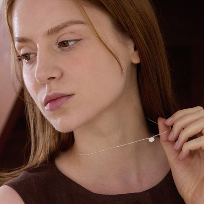 PAIGEFLYNN JEWELRY [925 Silver] Mu Pale Oval Necklace