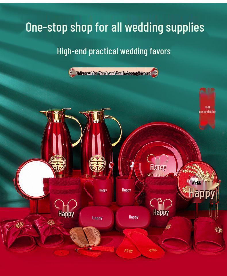 Luxurious Bridal Dowry Set: Practical Wedding Tea Ceremony Cups & Departure Treasure Pot
