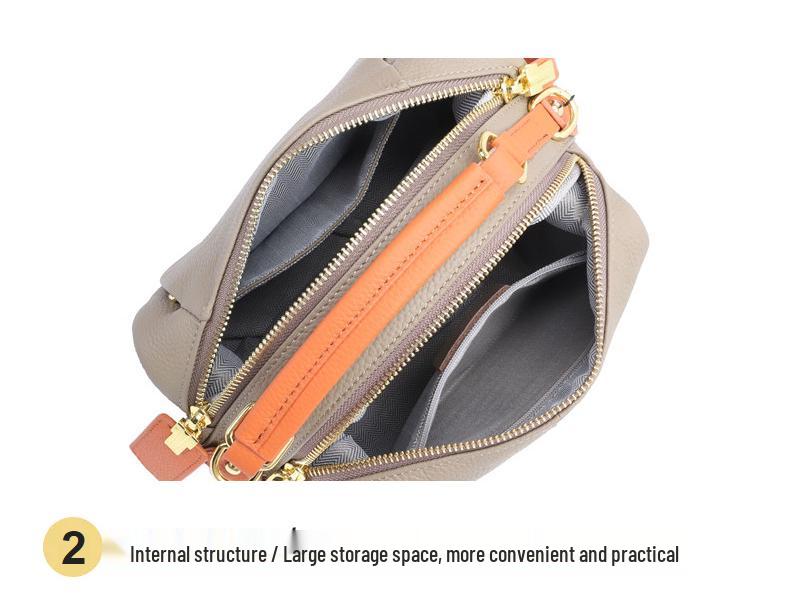 Korean Style Versatile Women's Handbag - Top Layer Cowhide, Color Blocking, Sequined Boston Shoulder Bag