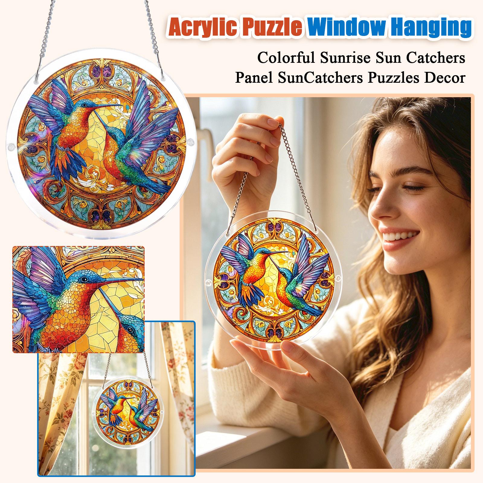 

Acrylic Puzzle Window Hanging, Colorful Sunrise Sun Catchers Panel SunCatchers Puzzles Decor For Birthday Women, Men, Wife, Aunt, And Mom One Size чёрный
