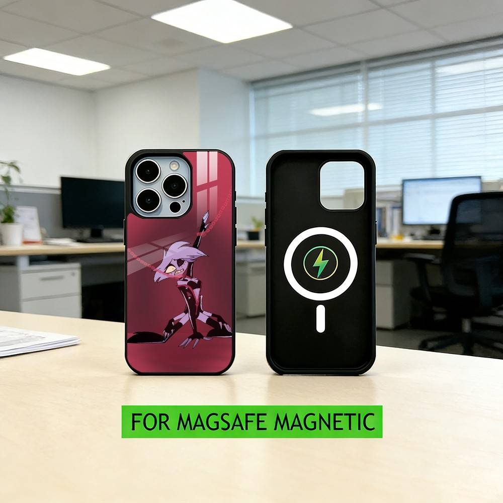 H-hazbin Hotel Angel Dust Phone Case For iPhone17,16,15,14,13,12,11 Plus,Pro Magnetic For Magsafe Wireless Charging