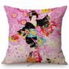 Ancient Japanese Traditional Geisha Oil Painting Art Home Decorative Sofa Throw Pillow Case Beautiful Girl Linen Cushion Cover