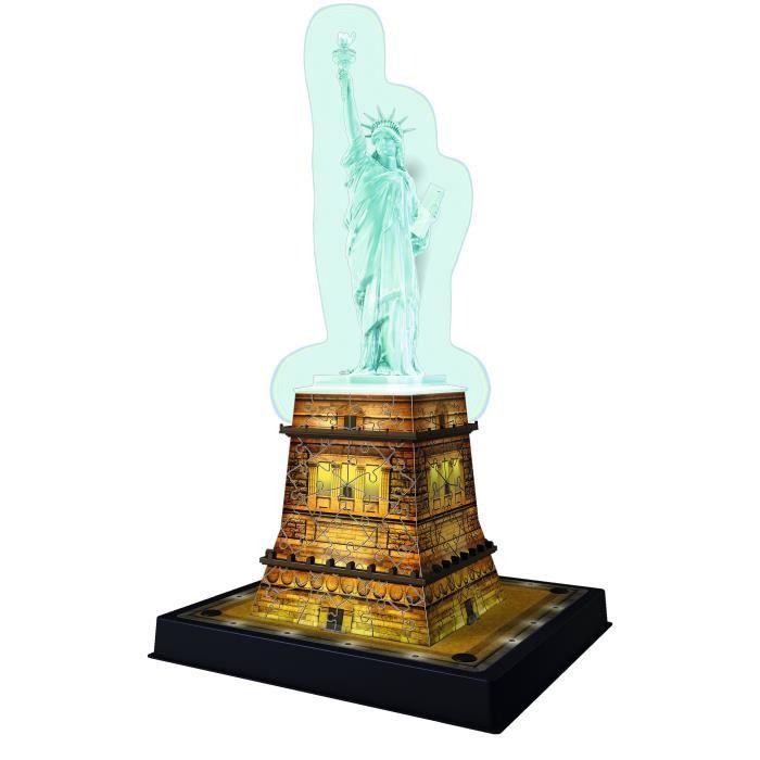 Puzzle 3D Statue de la Liberté illuminée - Ravensburger - Monument 108 pièces - sans colle - avec LEDS couleur - Dès 8 ans