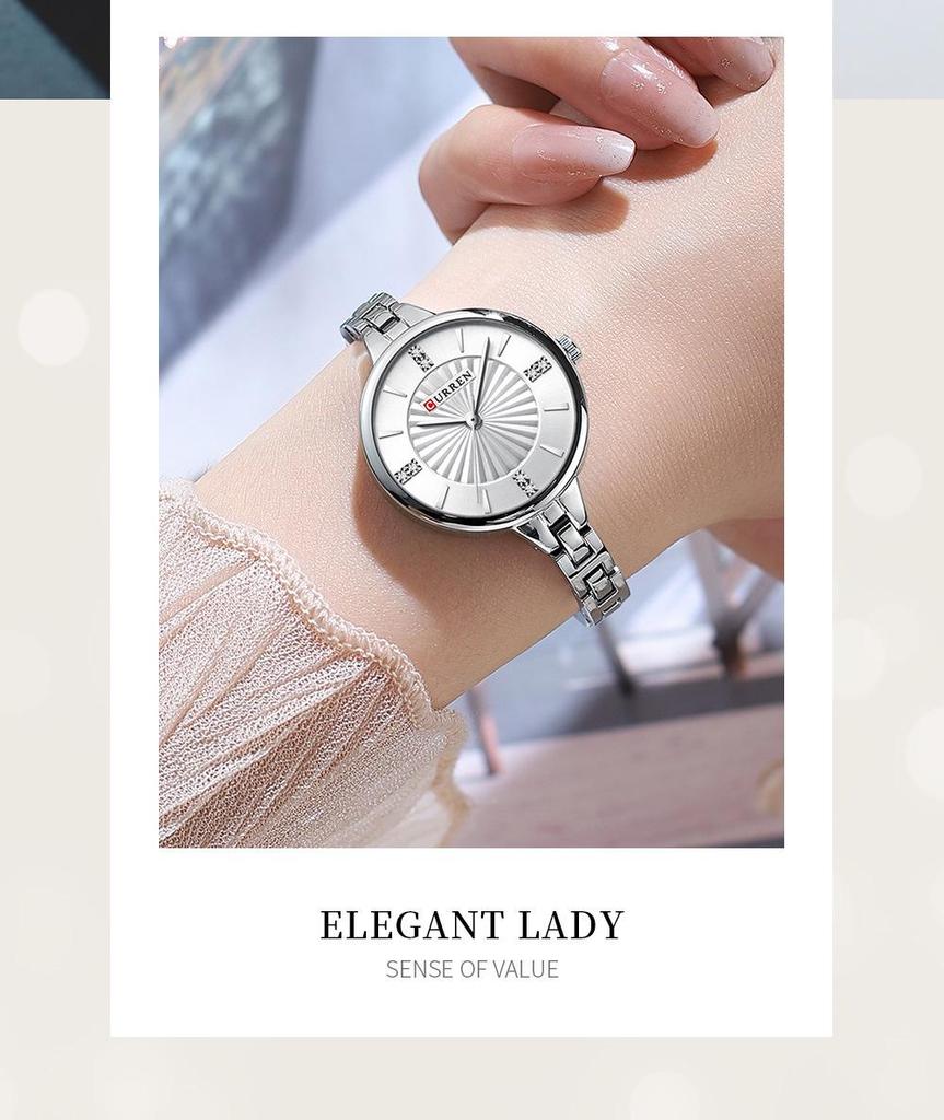 CURREN 9097 Women's Waterproof Quartz Steel Band Wristwatch - Simple Casual Design