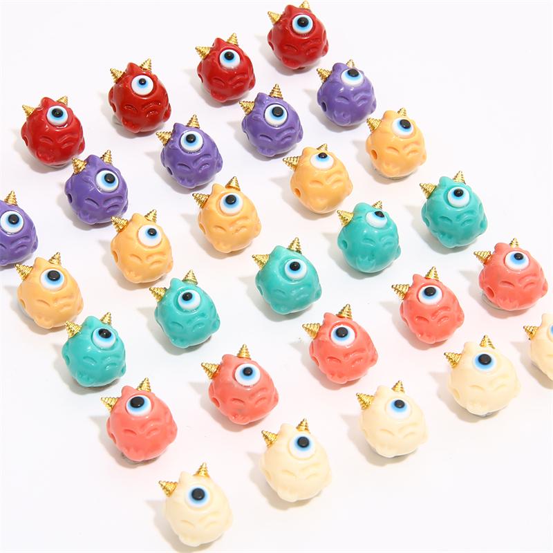 Resin Solid Colored One Eyed Monster Beads Pendant Charms for Jewelry Findings DIY Necklace Bracelet Accessories