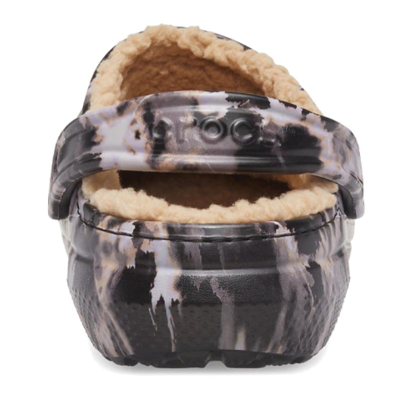 Crocs Classic Lined Bleach Dye Clogs Unisex 'Black White Beige'