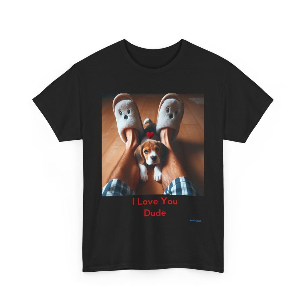 Beagle Puppy Sitting with Daddy I Love You Dude T-Shirt, Tee, Dog Lover Gift, Unisex T-Shirt S