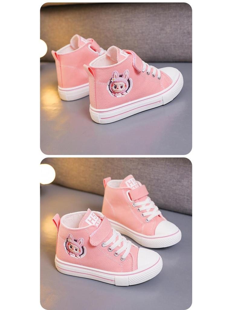 2025 Kids' Korean Style Skate Shoes: Spring/Autumn Cartoon Canvas Sneakers for Boys & Girls