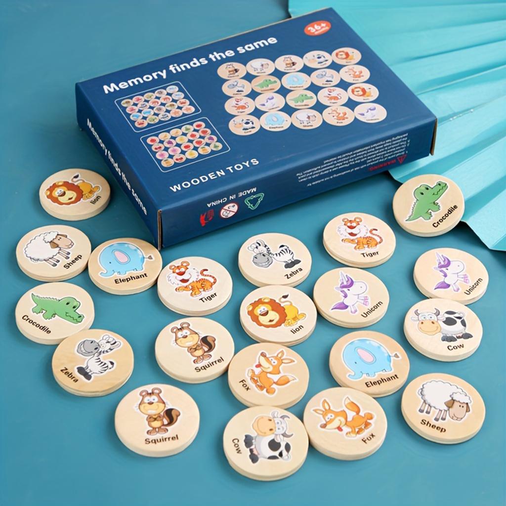 Teen Memory Matching Game, Wooden Cards, Enhances Concentration And Learning, Perfect Gift For Kids