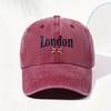 Unisex Vintage Baseball Cap With "London" Embroidery & Union Jack Flag Design - Breathable, Lightweight Fabric For Outdoor Trave