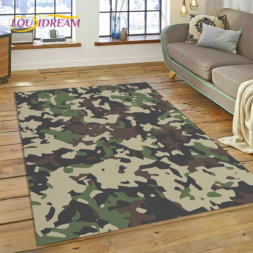 2025 Colorful Camo Green Camouflage Carpet Rug for Living Room Bedroom Home Sofa Decoration Play Area Rug Non-slip Floor Mat