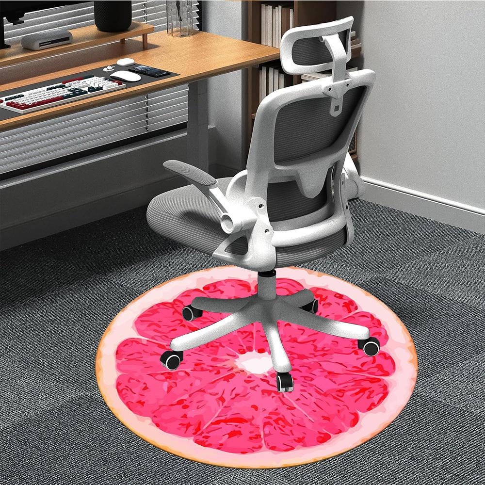 

1pc Grapefruit Slice Chair Carpet for Office Non-Slip Mat for Office - Decorative Floor Mat yy251030191 80cm by 80cm