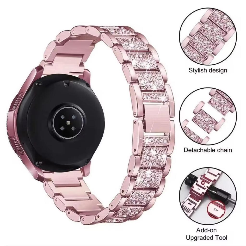 20mm Diamond Watch Band For Samsung Galaxy Watch 6 5 4 Luxury Bling Quick Release Watch Strap for Huawei Watch GT 4/3/2 Bracelet