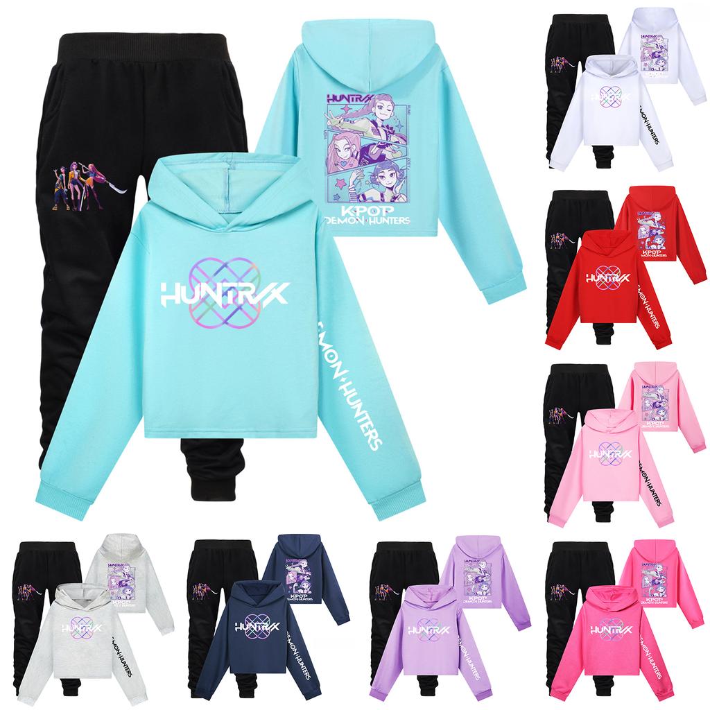 Children's Hooded Top And Pants Two-piece Tracksuit Set Long-sleeved Printed Sweatshirt Set