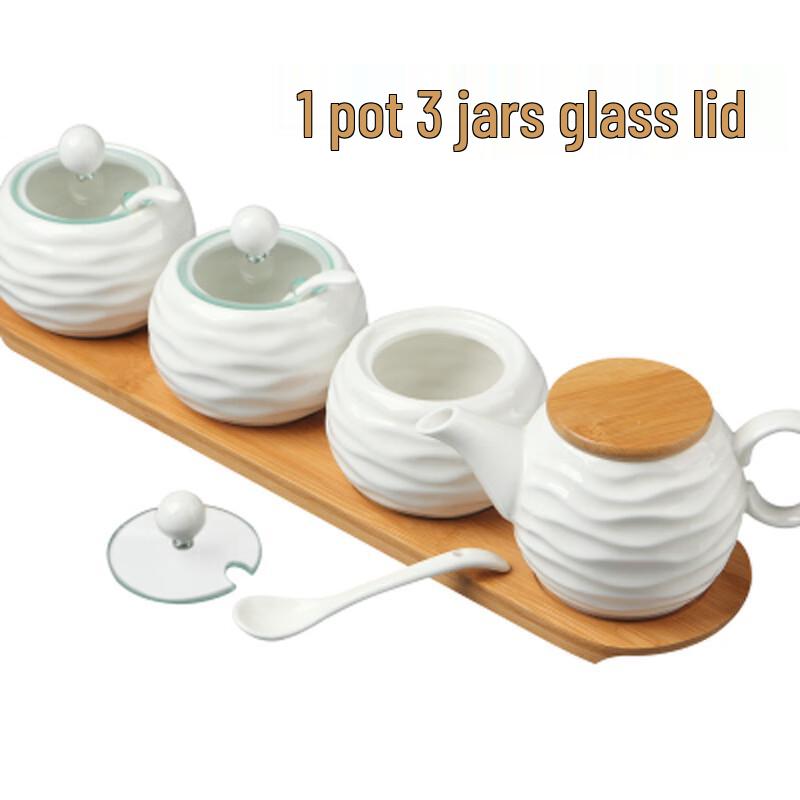 Wave Pattern Ceramic Seasoning Jar Set
