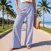 2026 Women's Loose Striped Smocked Cotton Linen Casual Pants