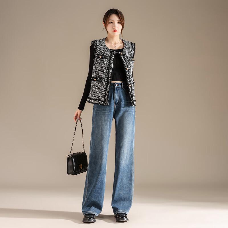 RAIN.CUN Women's 2024 High-Waist Straight-Leg Jeans