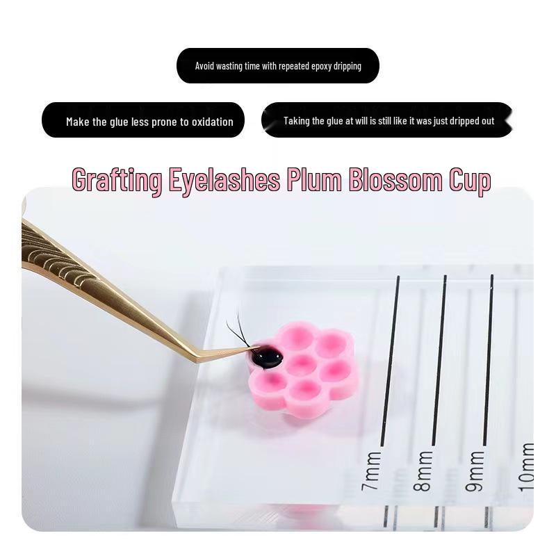 

Spot Supply Eyelash Glue Tray with Plum Blossom Delay Cup & Multi Glue Drops for Grafting Eyelashes Sunfield Cup
