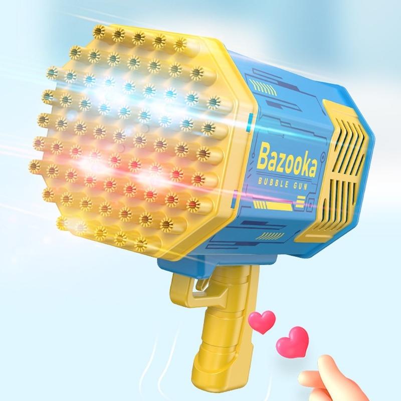 Bubble Gun Rocket 69 Holes Soap Bubbles Machine Gun Shape Automatic Blower With Light Toys