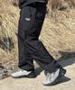 PEACEOFMIND Logo Nylon Wide Track Pants (Black)