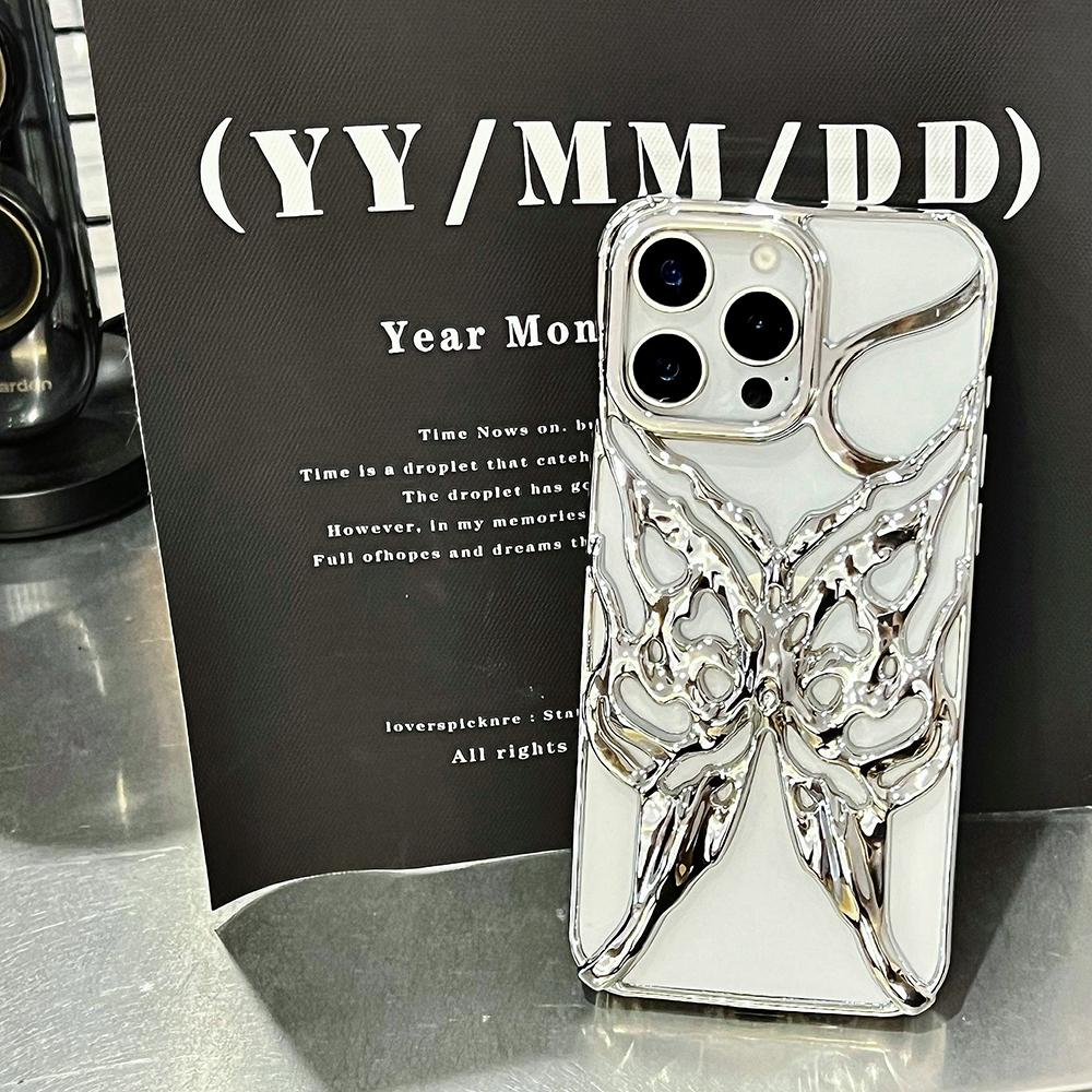 Etui 3D z motylem i płomieniem odprowadzające ciepło na telefon iPhone 16 15 14 13 12 11 Pro Max 16E Galwanizowane Odporne na wstrząsy Miękkie etui