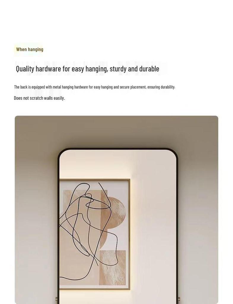 Full-Length Wall-Mounted Dressing Mirror: 3D Try-On for Girls' Bedroom & Makeup