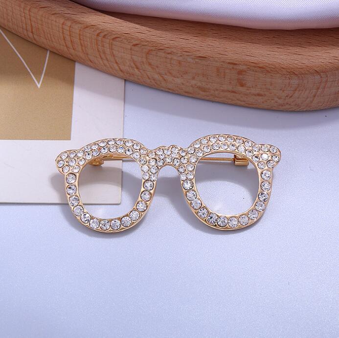 Koreaanse Bril Kristal Strass Broche Speld Herenpak Overhemd Luxe Broches Sjaal Corsage Reversspeldjes Mode Sieraden Cadeaus