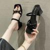 Cool slippers women's summer wear 2025 new fashion versatile thick heel fairy style retro French niche high heel