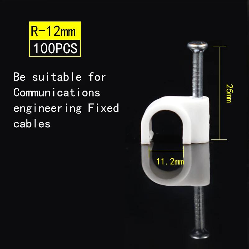 100pcs Cable Clips 4/6/8/10/12/14/16/20mm Cable Wire Clips Nail In Cable Clips Cable Tacks Coaxial Nail Clamps  Nails For Cords